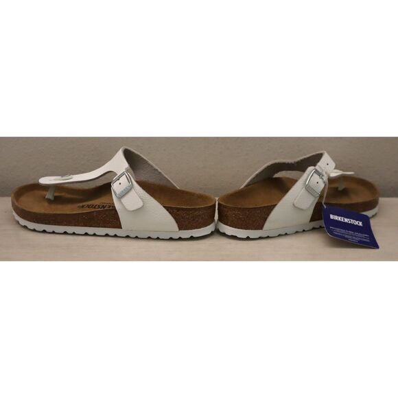 Birkenstock Women's Sz 8 White Leather Gizeh Birko-Flor Sandals - Picture 12 of 13